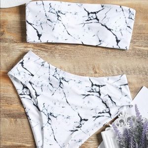 marble high waist bikini